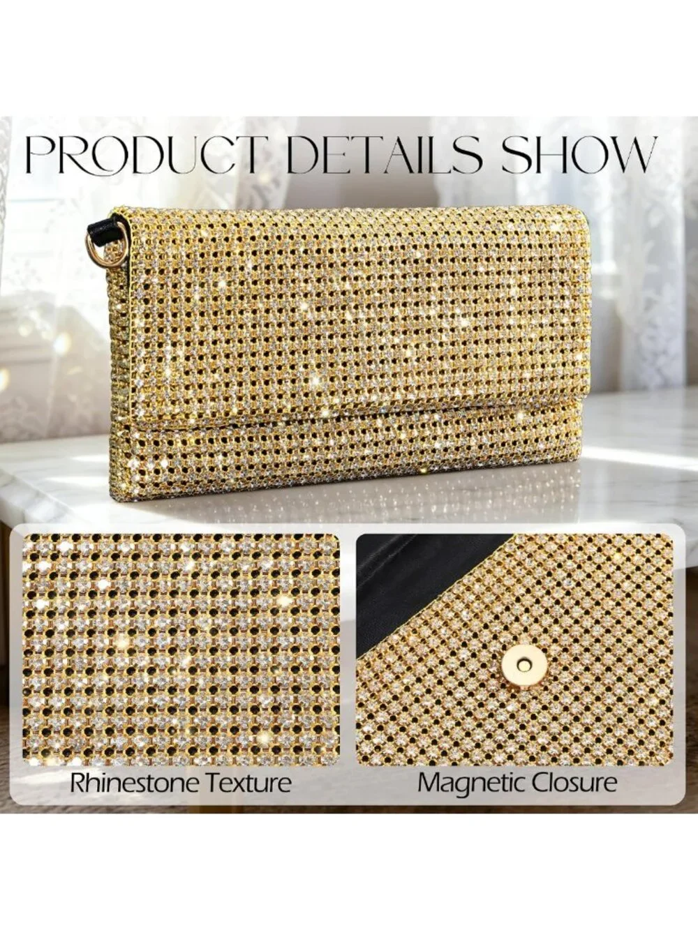 Sparkly Rhinestone Clutch Purse for Women - Formal Evening Handbag for Weddings